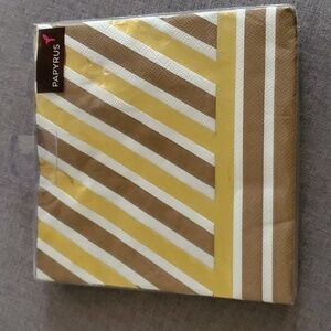 20 Papyrus lunch napkins ONE PACK of 20 napkins goil foil brown & white